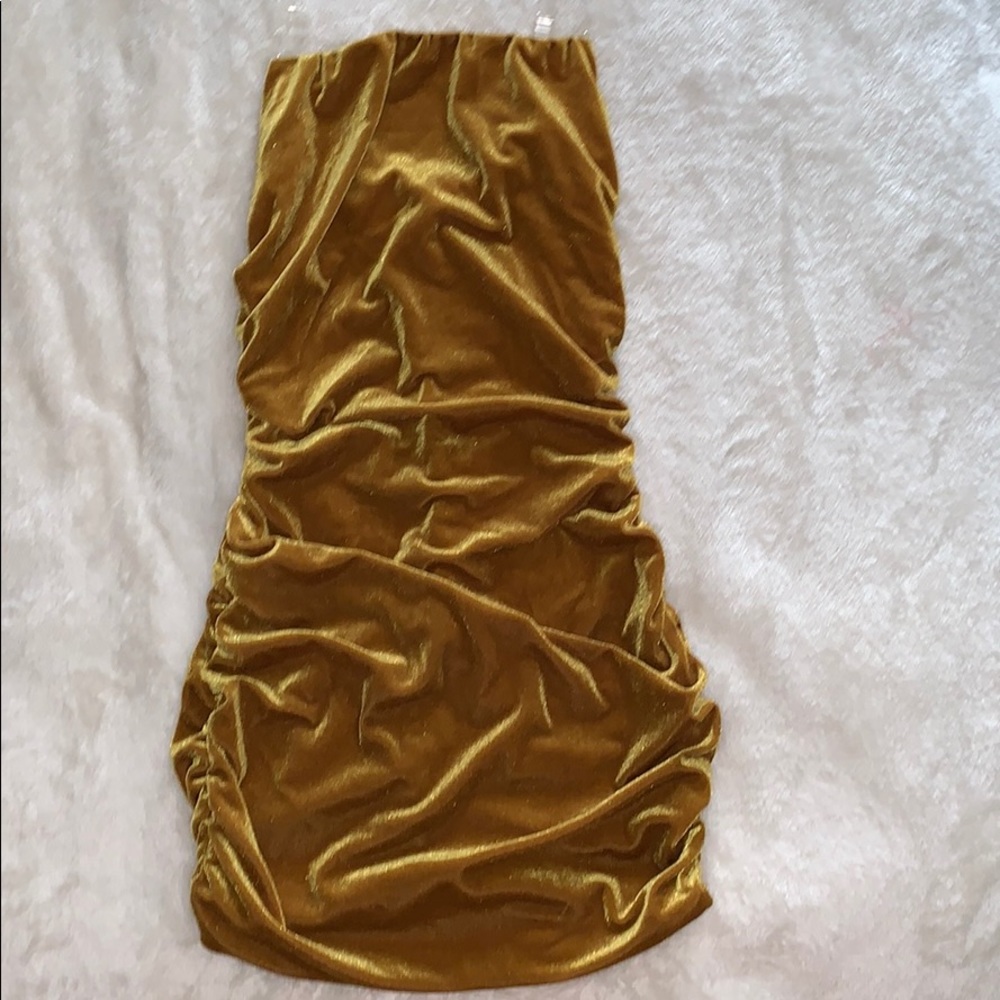 Beautiful Mustard Mini Ruched Fashion Nova Dress